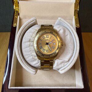 Invicta Pro Diver Lady Quartz Calendar Gold Tone Watch #15094, 37mm